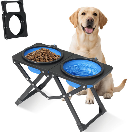 Foldable Elevated Dog Bowl Holder with 2 Large 50.7oz | Pet Essentials - Image 1