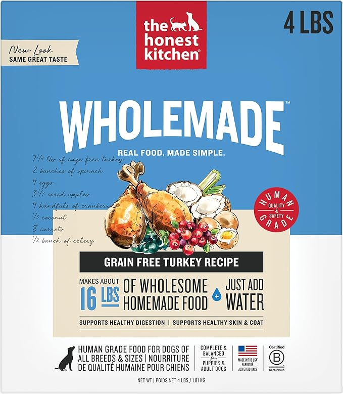 The Honest Kitchen Wholemade™ Dehydrated Grain Free Turkey Dog Food, 4 lb Box