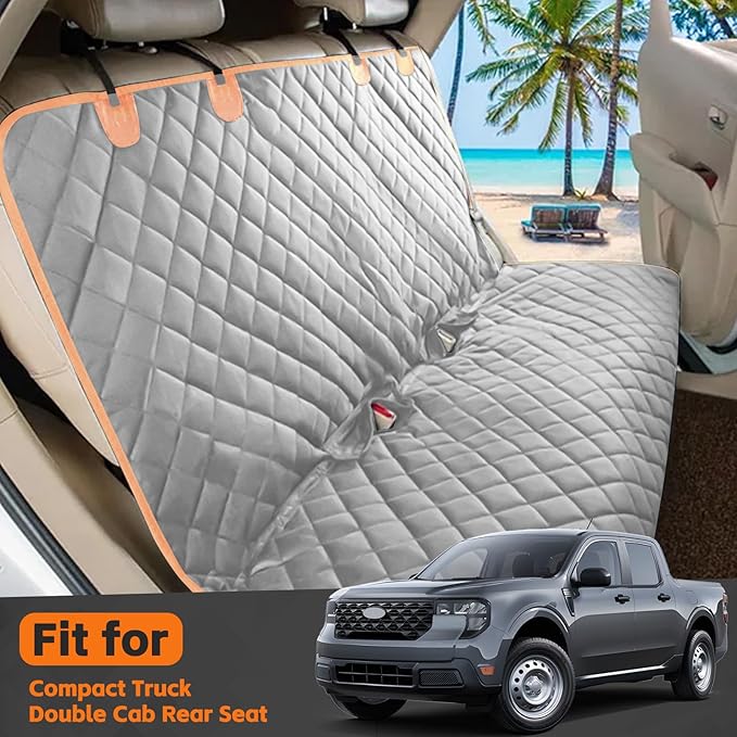 sportuli Dog Truck Rear Seat Cover Replce for Ford Maverick/Hyundai Santa Cruz, 600D Oxford Cloth Heavy Duty Waterproof Non Slip Pet Truck Back Bench Seat Cover