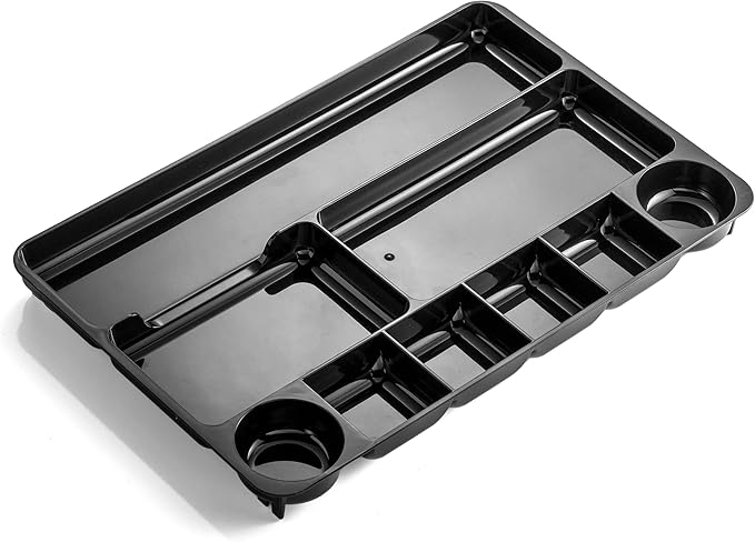 Officemate Recycled Plastic Desk Drawer Organizer, Nine Compartments, 14 X 9 X 1.13, Black