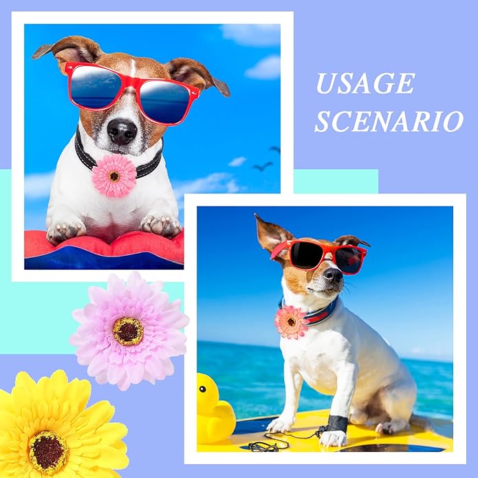 30 Pack Dog Collar Flower Bows Charms Multicolored Daisy Flower Attachment Sliding Bows Pet Summer Collar Accessories for Small Medium Large Puppy Cat Dogs Pets Grooming Birthday Costumes Accessories