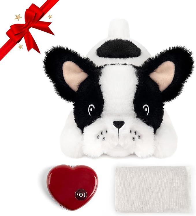 Pet Prime Heartbeat Dog Toy for Puppy - with Warmer Bag Separation Anxiety Toys for Pet Soft Sleep Aid Toy Stuffed Animal Bulldog