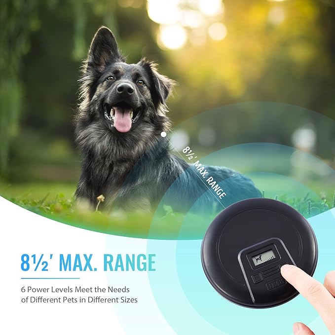 CO-Z Indoor Wireless Pet Barrier with Adjustable Range, Dog Electric Fence for Home, with Transmitter & Rechargeable Shock Training Collar, Pet Gate Keeps 1'6" to 8'6" Areas Off Limits