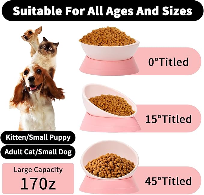 DZXZY French Bulldog Food Bowl, Slanted Tilted Pug Dog Bowl,Non-Slip Pet Feeder for Frenchie, Shih Tzu, Flat Faced Small Dogs, Puppies,Cat(Green, M -2 Cup)