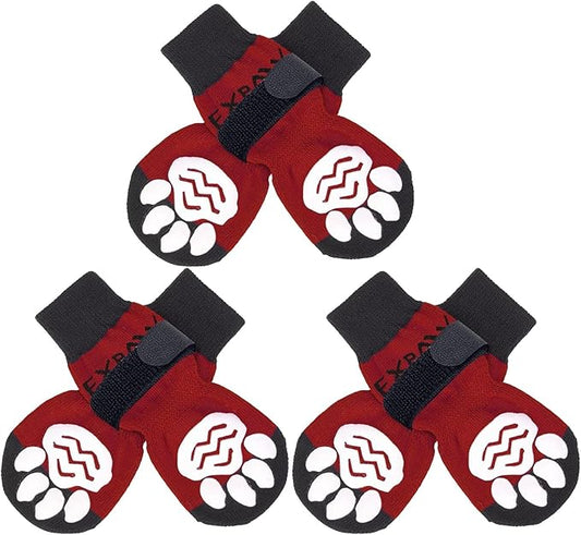 EXPAWLORER 6PCS Anti-Slip Dog Socks to Prevent Licking Paws,Dog Shoes for Hot Pavement,Best Paw Protector Traction Control on Hardwood Floor,Dog Booties for Puppy Small Medium Large Senior Dogs