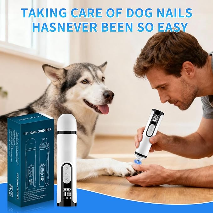 3-Speed Pet Nail Grinder,Professional Dog Nail Grinder with 2 LED Lights,Electric Nail Clippers for Cats and Dogs,Pet Paw Trimming and Grooming,2000mah USB Rechargeable for Small Medium Large Dogs