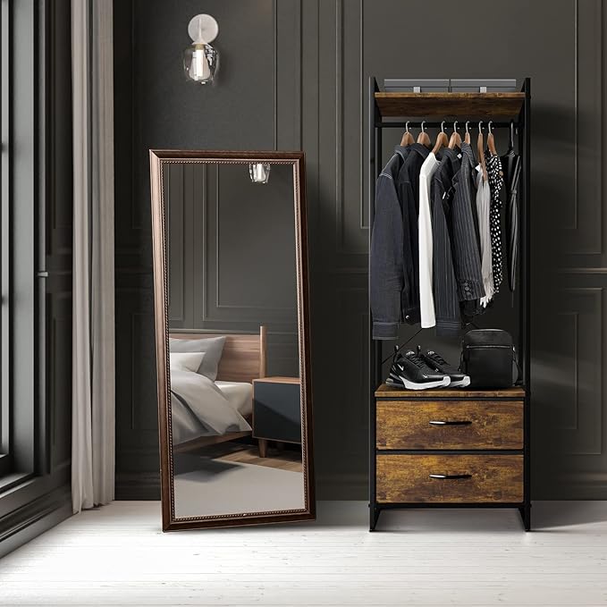 Sorbus Clothing Rack with Drawers - Clothes Stand Dresser - Wood Top, Steel Frame, & Fabric Drawers - Tall Closet Storage Organizer - Garment Rack for Hanging Shirts, Dresses, & Jackets
