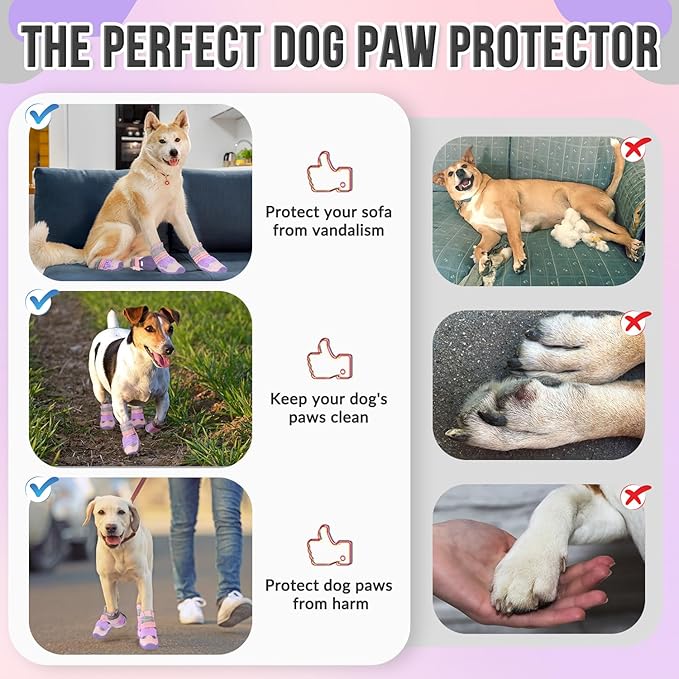 SlowTon Dog Shoes for Large Small Medium Dogs - Breathable Dog Boots for Summer Hot Pavement, Paw Protector for Outdoor Walking Winter Snow, Anti-Slip Rubber Dog Booties for Hardwood Floor (Pink, 6)