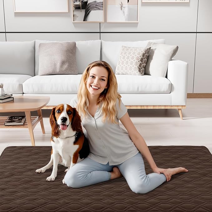 Smiry Waterproof Dog Blanket, 82x120 Inch Soft Pet Bed Cover Reversible, Washable Sofa Couch Furniture Protector for Small Medium Large Dog Puppy Cat, Geometric, Chocolate/Dark Grey