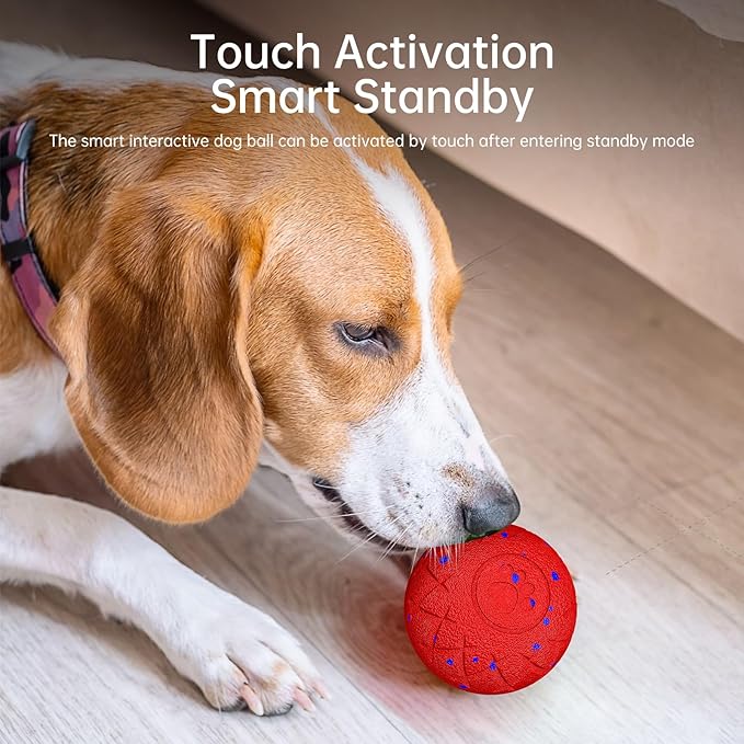 Interactive Dog Toys Dog Ball, Durable Motion Pet Toys for/Small/Medium/Large Dogs, Birthday Gifts, Automatic Moving, Bouncing and Rotating, E-TPU Material, IP54 Waterproof (Red)