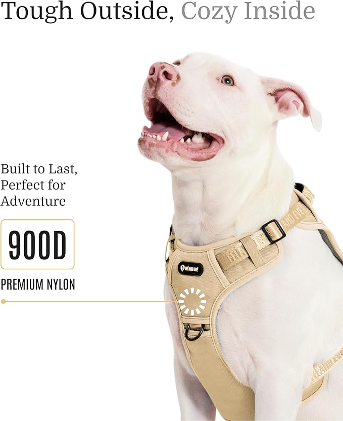 2025 New Edition, Fei & Eve Classic Dog Harness - Quick-Release Buckles | 3-Point No-Pull Control | Heavy-Duty 900D Nylon | Dual Safety Handles | Breathable Mesh | Adjustable Fit | X-Large,Champagne
