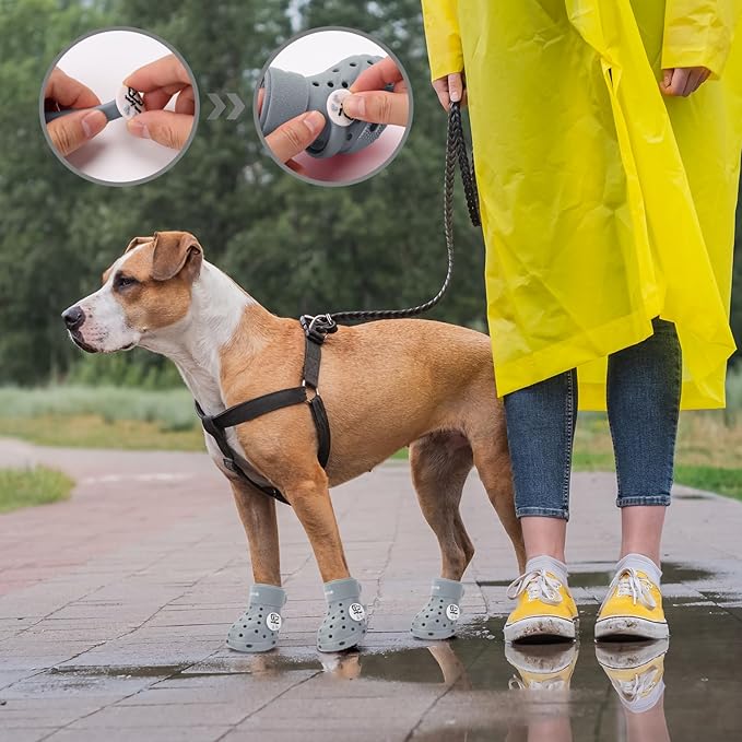 Dog Shoes Breathable Dog Shoe for Hot Pavement, Dog Booties and Paw Protectors, Non-Slip Waterproof Dog Sandals Boots (Gray, L: (3.1’’x2.5'')(L*W))