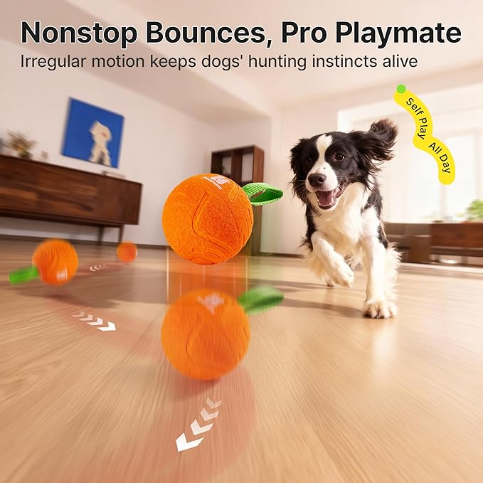 Potaroma Dog Ball Toys with Rope, Interactive Motion Activated 3 Mode USB Bouncing Ball Toys Durable E-TPU Material for Medium/Large Dogs, 3.2"-Not for Aggressive Chewers