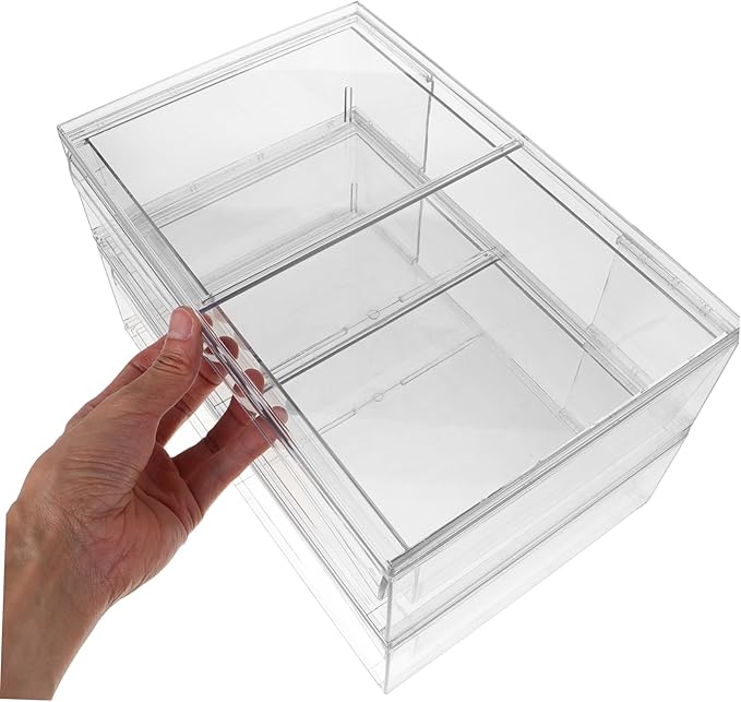 Makeup Storage Organizers 2pcs Desktop Sundry Holder with Drawers Acrylic Cosmetic Box