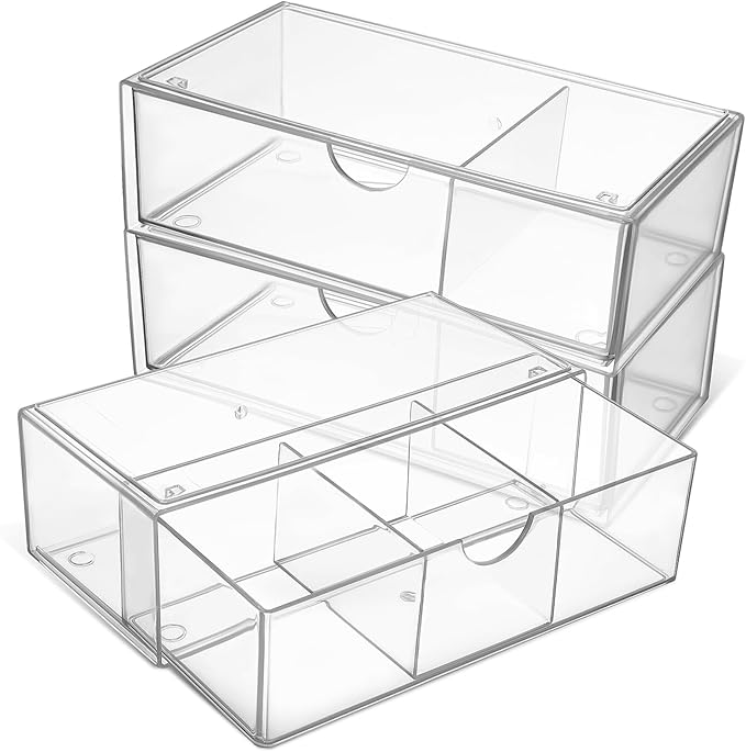 CHILDWEET 3pcs Acrylic Makeup Storage Box Lid Compartment Organizer Desktop Lipstick Holder