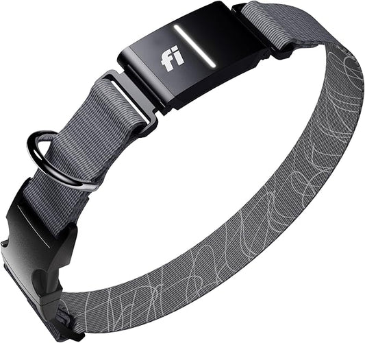 New Fi Series 3+ Smart Dog Tracker Collar [12 Month Membership Included] GPS Tracker for Dogs with Health & Behavior Monitoring, Escape Alerts, Waterproof, LED, Apple Watch Compatible (Gray, X-Large)