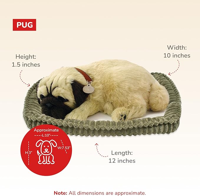 Original Petzzz Huggable Pug Puppy, Realistic, Lifelike Stuffed Interactive Pet Toy, Companion Pet Dog with 100% Handcrafted Synthetic Fur