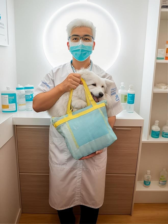 10 Pcs Surgery Recovery Kit for Dogs –Adjustable Dog Cone & Fluffy Dog Blanket (40''x48'')– Get Well Soon –Cleaning Wipes,Calming Toy, Bandages & Mesh Bag –Sympathy Gift for Pet (yellow-L)