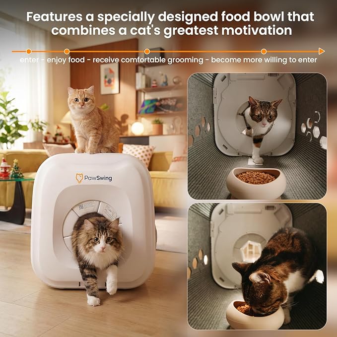 Cat Self Groomer Neo for Hairball Control and Shedding Relief 360° Skin Friendly Brush Pet Hair Remover Tool Gentle Self Cleaning Automatic Fur Collection Smart Grooming House for All Cats