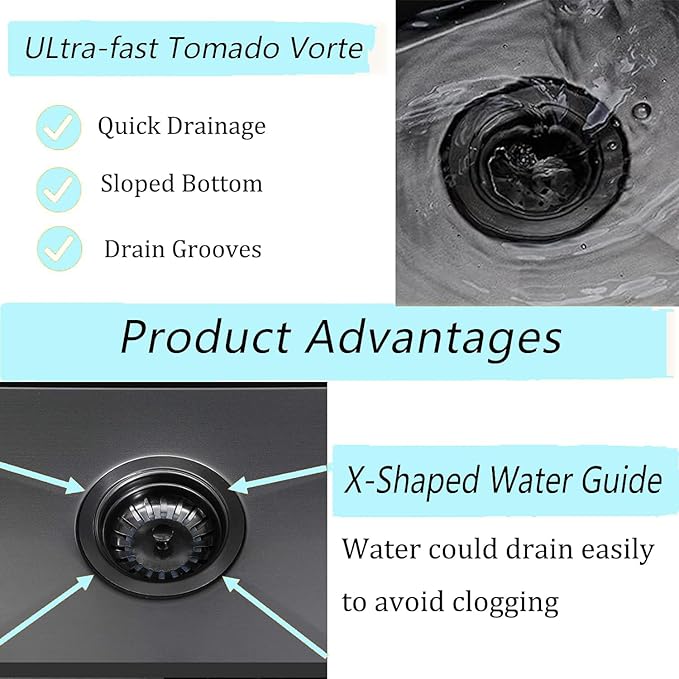 Black Bar Sink Drop in, 15 x 17 Inch Topmount RV Small Kitchen Sink, Handmade Stainless Steel Wet Bar Sink, Outdoor Single Bowl Prep Sink with Dish Grid & Drain