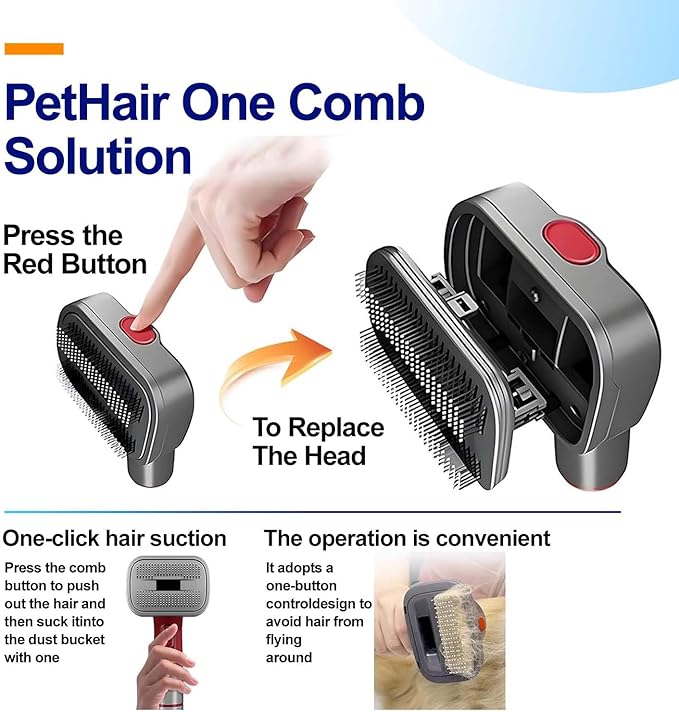 2-in-1 Pet Grooming Kit – Compatible with Dyson V7 V8 V10 V11 V15, Dog Hair Vacuum Attachment, Self-Cleaning Brush Removes Hair, Dander & Undercoat, Extended Hose & Trigger Lock