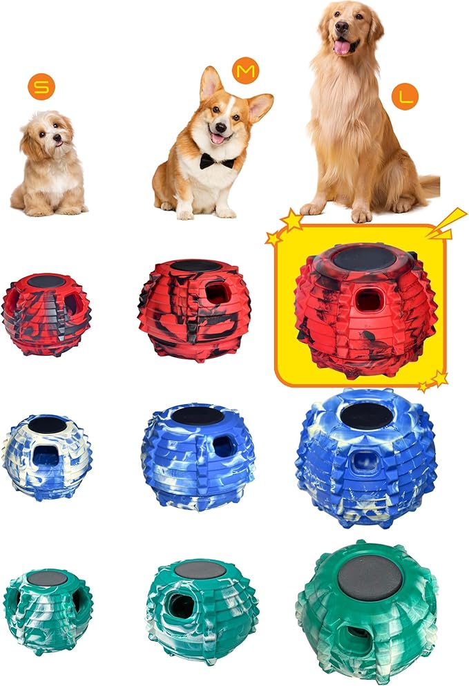 XHX Long-Lasting Interactive Dog Toy to Keep Your Pup Distracted - Safe for Dogs - Low-Mess Design - Dog Toys for XL Dogs 75 lbs and Up(Large, Red and Black)