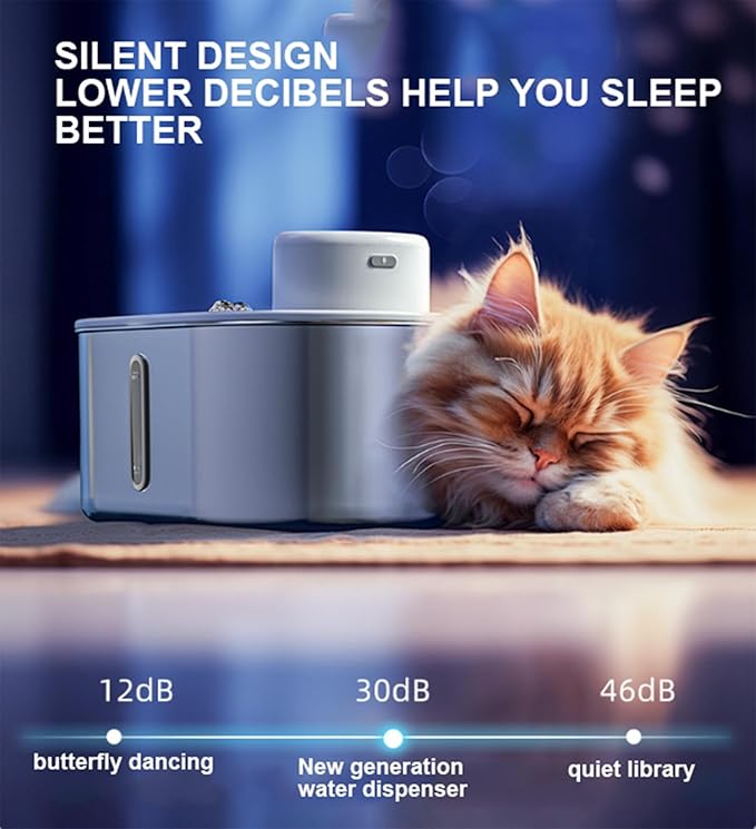 3.0L/102oz Battery Operated Cat Water Fountain,Automatic Pet Fountain with Motion Sensor,Large Capacity Ultra-Quiet Automatic Water Dispenser for Dogs