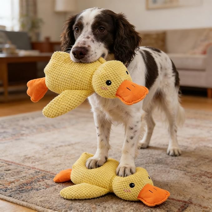 Anti-Destructive Pet Anxiety Relief Duck Toy, Calming Duck Toy for Dogs, 12.6in/32cm Dog Stress Relief Duck, 2026 New Upgraded Plush Soft Stuffed Puppy Dog Toy for Small Medium Dogs (Yellow-1 Pc)