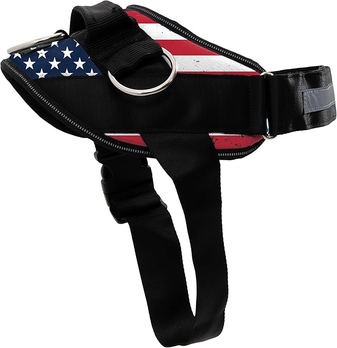 ShawnCo Essential Dog Harness, No-Pull Pet Vest with 3 Leash Clips, No Choke, Reflective, Adjustable and Padded, for Easy Walking and Training for Small, Medium and Large Dogs (Stars and Stripes, S)