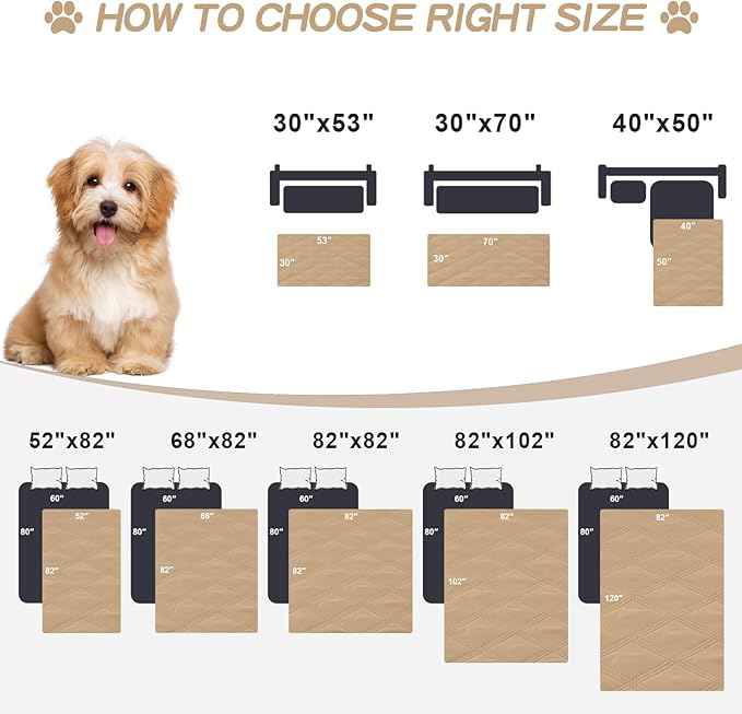 Smiry Waterproof Dog Bed Cover Blanket 82x102, Soft Reversible Pet Blanket, Washable Leakproof Cats Dogs Couch Cover for Sofa, Couch, Furniture, Lattice, Camel/Beige