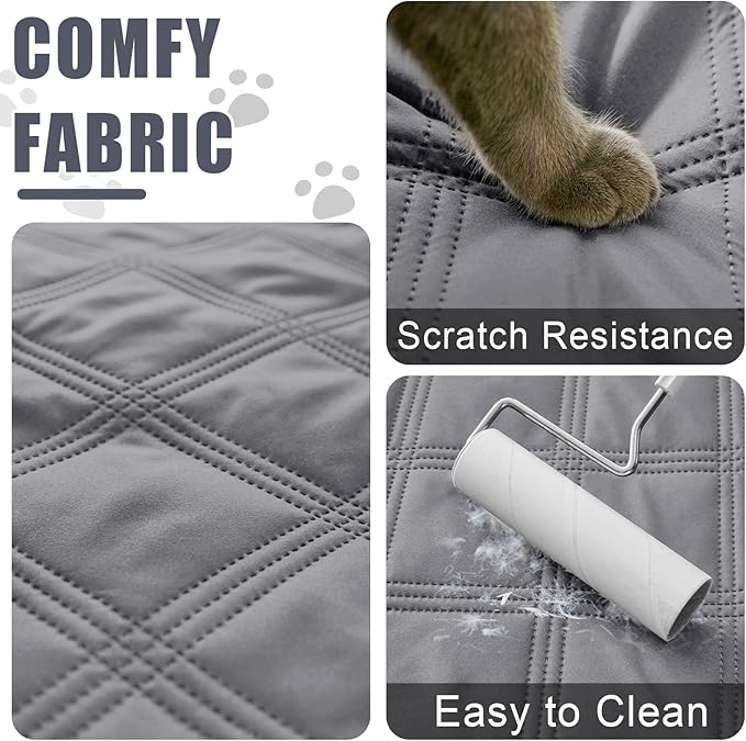 Smiry Waterproof Dog Bed Cover Blanket 52x82, Soft Reversible Pet Blanket, Washable Leakproof Cats Dogs Couch Cover for Sofa, Couch, Furniture, Lattice, Grey/Light Grey