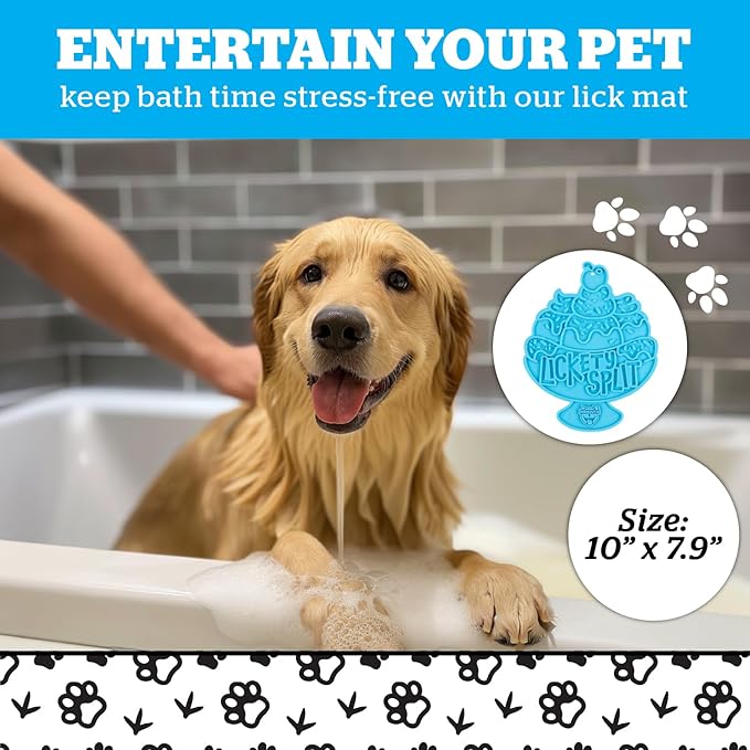 BigMouth Lickety Split Silicone Lick Mat for Dogs and Cats, Slow Feeder Enrichment Pad, Dishwasher Safe Anxiety Relief Toy