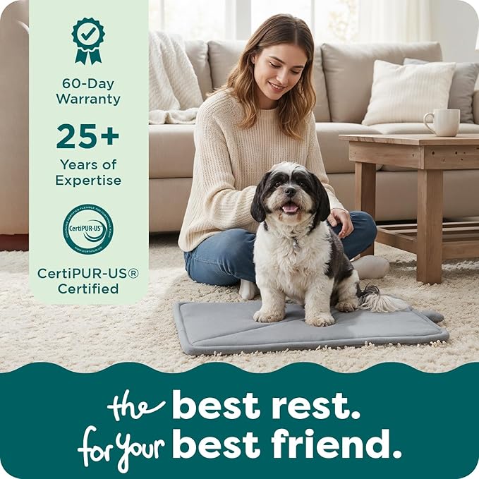 FurHaven ThermaNAP Self Warming Cat Mat/Dog Bed for Crates with Self-Warming Technology for Cozy Rest, Fully Machine Washable, Small, Plush Faux Fur, Cream