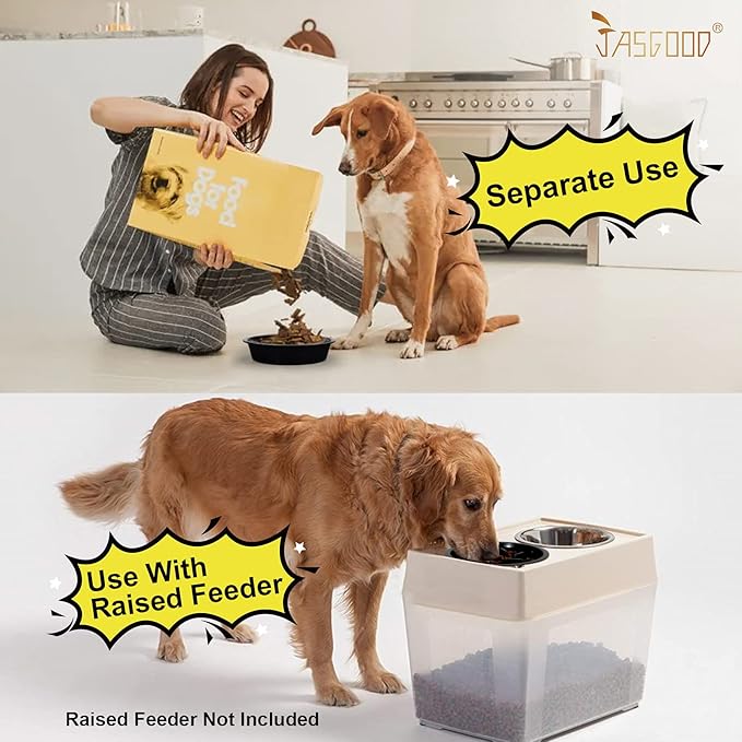 JASGOOD Dog Feeder Slow Eating Pet Bowl for Raised Pet Feeders Preventing Choking Food Water Bowl Elevated Diners Replacement Bowl (Black,Fit Opening 7.5"-8")