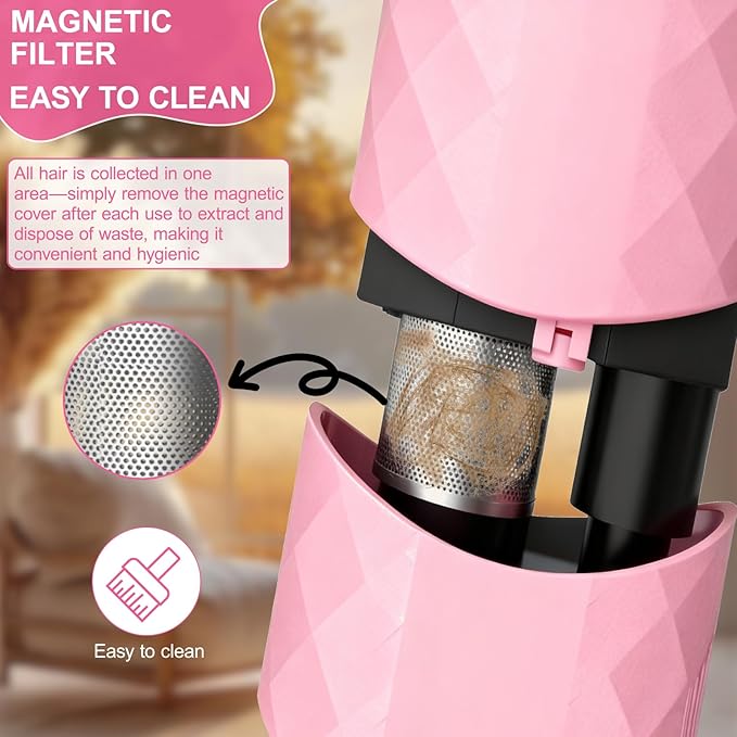 Pet Hair Dryer, Neck-Hanging Dog Dryer for Pet Grooming with 3 Speeds 4 Temp, Dog Blow Dryer for Small to Medium Pets with Stand, for Pet Salon Grooming,Powerful Airflow for Rapid Drying (Pink)