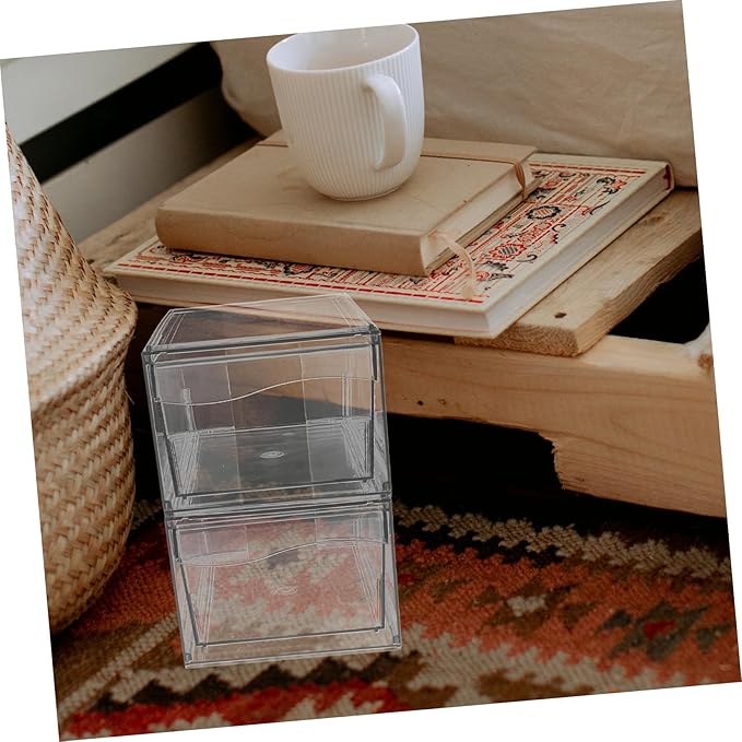 Happyyami 2pcs Acrylic Drawer Organizer with Detachable Design Stackable Cosmetic Storage Box with Drawer for Makeup Bathroom and Office Supplies Versatile Desktop Organizer for Items