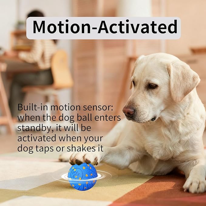 2-in-1 Interactive Dog Ball Toy for Aggressive Chewers, Automatic Moving & Bouncing E-TPU Dog Ball, Smart Pet Toy with Motion Sensor, USB-C Rechargeable Enrichment Toy for Dogs (Blue)
