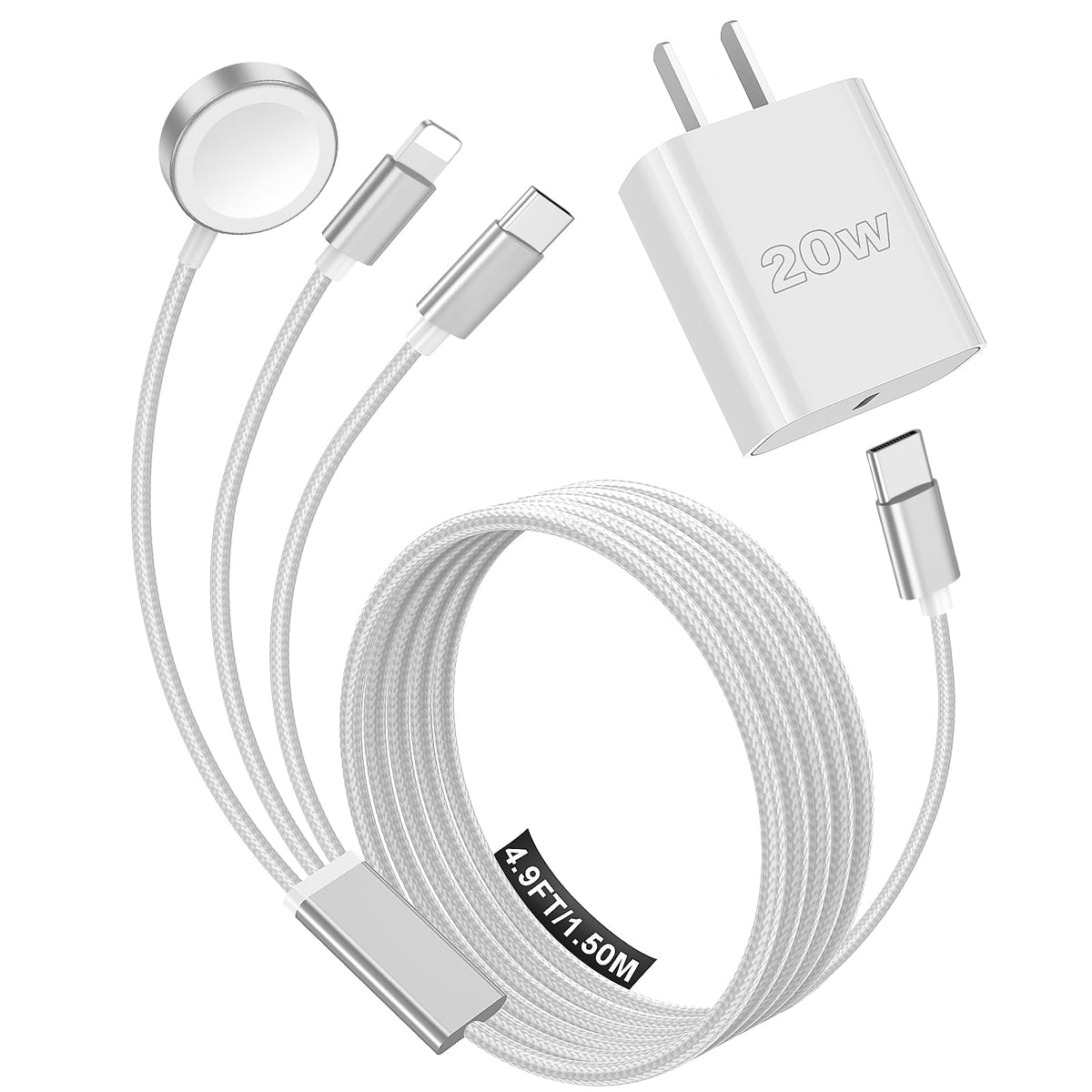 Travel Essentials Multi Charging Cable with 20W Charger Block - Image 2