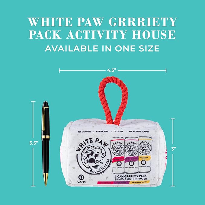 Haute Diggity Dog White Paw Grrriety Pack Activity House, Plush Designer Dog Toys with Interactive Squeaker, Stimulating Pet Enrichment, Machine-Washable & Safe Materials for All Breeds, One Size