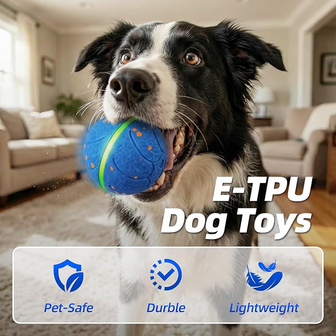 Smart Interactive Dog Toys Balls: 3.5 Inch Automatic Moving Balls for Dogs, 3-Modes with Colorful Lights , Durable E-TPU Material, Active Self Rolling, Bouncing, and Rotating Dog Toy to Keep Them Busy