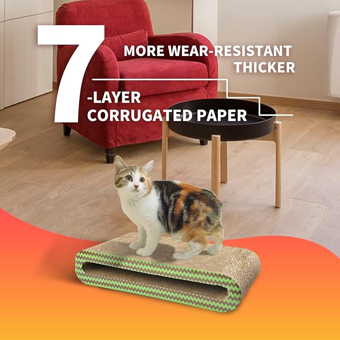 PAWISE Reversible Cat Scratcher Bed – Durable Cardboard Cat Scratch Pad & Lounge Couch, Scratching Board Sofa for Indoor Cats & Kittens, Multi-Purpose Cat Scratcher & Resting Spot