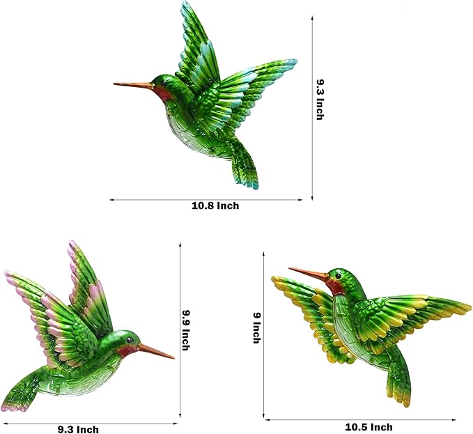 Voumsil Metal Hummingbird Wall Art Outdoor Hummingbird Decor Metal Fence Decorative Hummingbird Wall Hanging Decor Hand-made for Bird Bedroom Garden Patio Porch Fence 10 Inch…