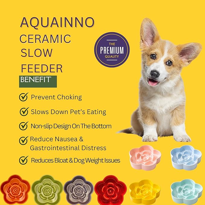 Slow Feeder Dog Bowls Ceramic, Slow Bowl, Slow Eating Healthy Design for Small Medium Size Dogs, Dog Dishes to Slow Down Eating,Anti Gulping (Light Pink, Medium)