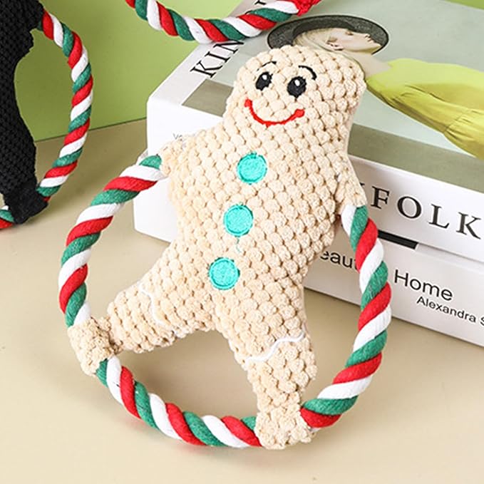 Squeaky Plush Dog Toys for Anxiety Relief & Teeth Maintenance | Cute Cartoon Interactive Stuffed Toy for Dogs/Cats | Trusted Chew - Strong Material, Portable Pet Plaything (Brown)