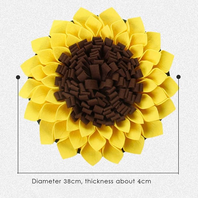 Snuffle Mat for Dogs Cats, Nosework Mat for Foraging Skills, Sunflower Dog Slow Feeding Mat,Interactive Puzzle Dog Toys,Dog Treat Dispenser with Stress Relief, Brain Stimulation and Boredom