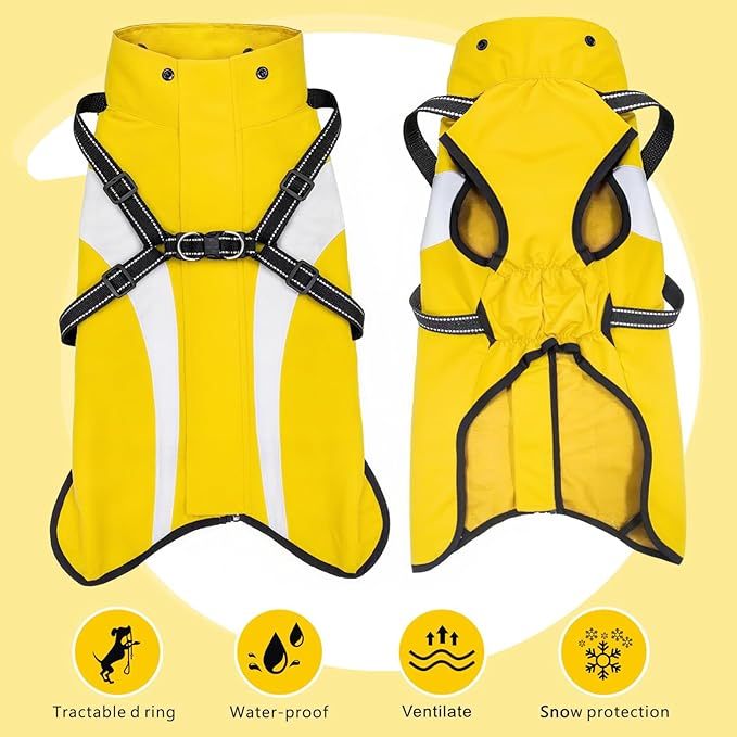 Mosucoirl Dog Raincoat Waterproof Raincoats for Dog Reflective Dogs Rain Jackets with Hood Hoodie Pet Rain Poncho Coat for Small Medium Large Dogs Puppies S-XXL (Yellow, XL)