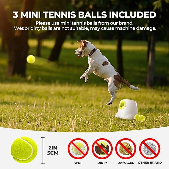 ALL FOR PAWS Automatic Dog Ball Launcher, Interactive Fetch Toy for Small to Medium Dogs, Rechargeable Pet Thrower Machine for Indoor & Outdoor Play, 3 Pcs 2-Inch Balls Included