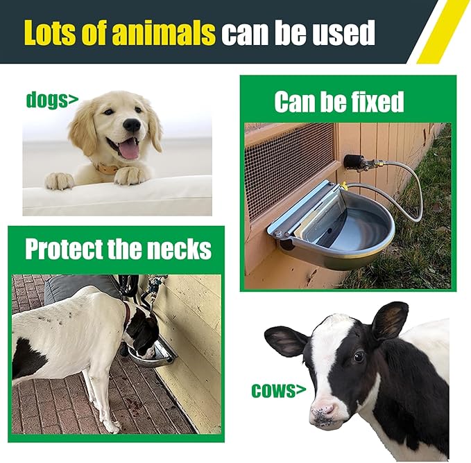 Automatic Water Bowl for Dog Large Size,Animal Drinking Water Bowl,Outdoor Dog Water Bowl,304 Stainless Steel Water Bowl with Float Valve, Drain Hole, Pipe,for Poultry and Livestock