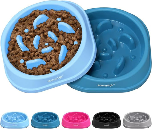 MateeyLife Small Slow Feeder Cat Bowls 2PCS, Anti-Choking Puzzle Cat Food Bowls, Anti-Slip Interactive Dog Feeding Slow Down Eating, Bloat Stop Maze Dishes Dog Feeder for Small Breeds 1 Cup
