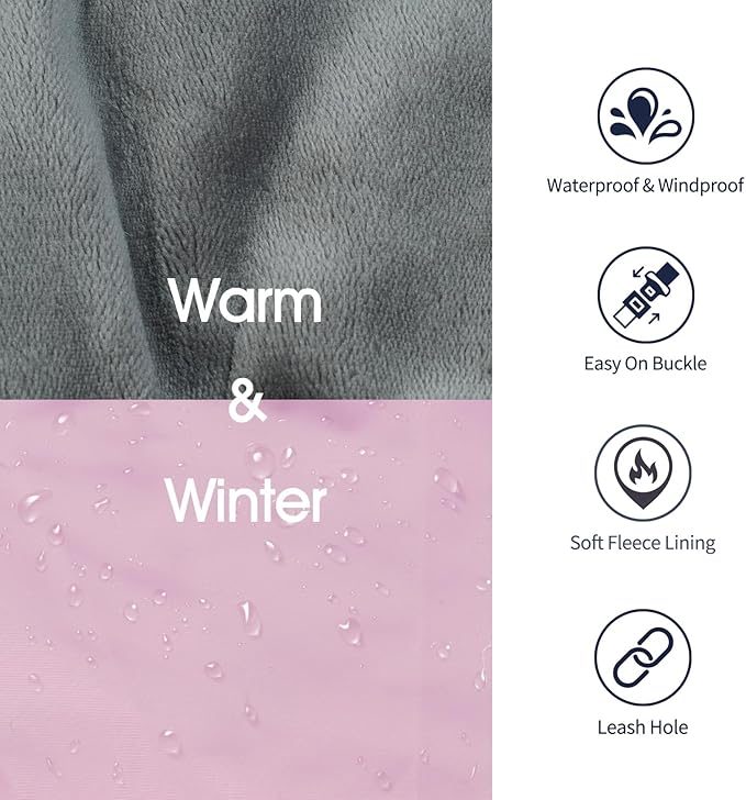 IECOii Extra Warm Dog Coat for Medium Dogs, Waterproof & Windproof Dog Jackets with Leash Hole, Adjustable Turtleneck Dog Winter Coat Reflectvie Pet Fleece Vest for Cold Weather, Pink, M